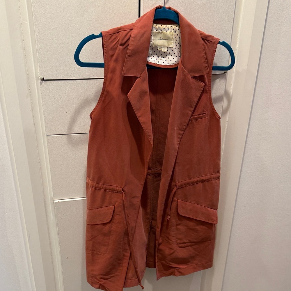 Elevenses Coral Vest with Polka Dot Lining